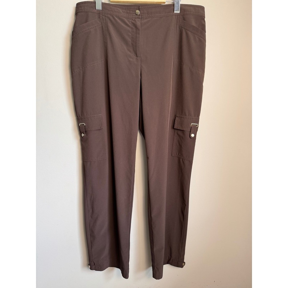 Zenergy by Chicos Brown Cargo Straight Leg Lightweight Pants L Gorpcore Travel
